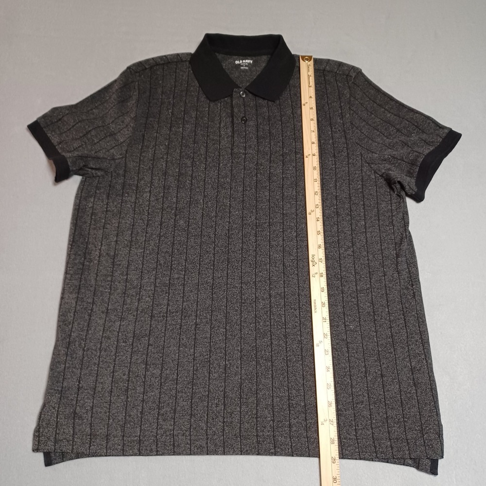 Old Navy Mens Classic Fit Pique Polo Shirt Charcoal Grey‎ Pinstripe L 685275-00 - Picture 4 of 10